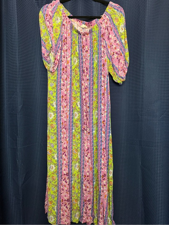easel Dresses & Skirts - easel Pink & Lime Vertical Floral Maxi Dress